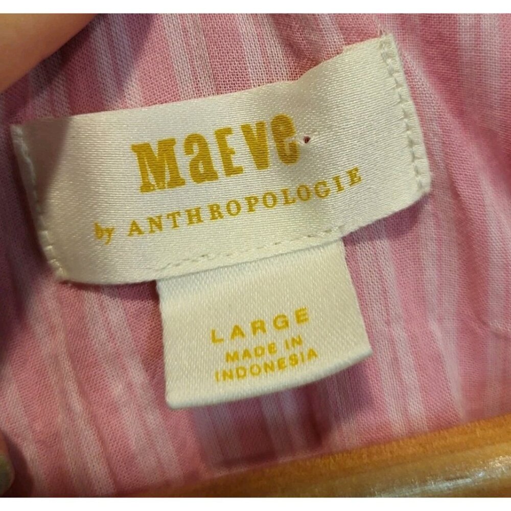 Maeve Pink Orange Stripe Long Sleeve Lightweight Oversized Button Up Shirt L - Picture 5 of 7